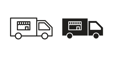 Food truck icons design, logo. Symbol illustration set