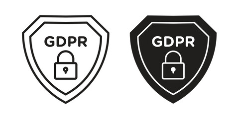 GDPR shield icons design, logo. Symbol illustration set