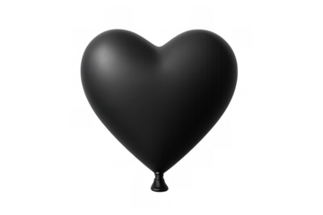 Black heart balloon representing love, sadness, loss, grief, and romance with a matte finish