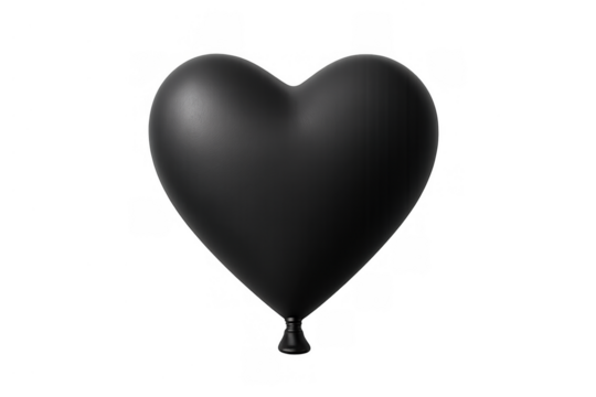 Black heart balloon representing love, sadness, loss, grief, and romance with a matte finish