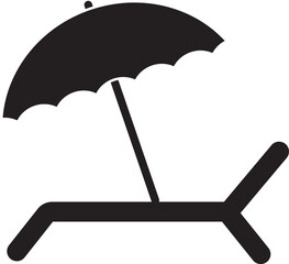 Beach Chair and Umbrella Icon for Summer Vacation