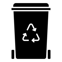 Recycling bin glyph solid icon