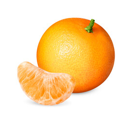 Fresh tangerines isolated on white. Citrus fruit