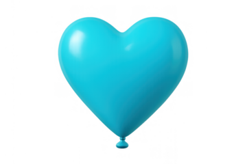 Blue heart balloon representing love, romance, celebration, and happiness on transparent background