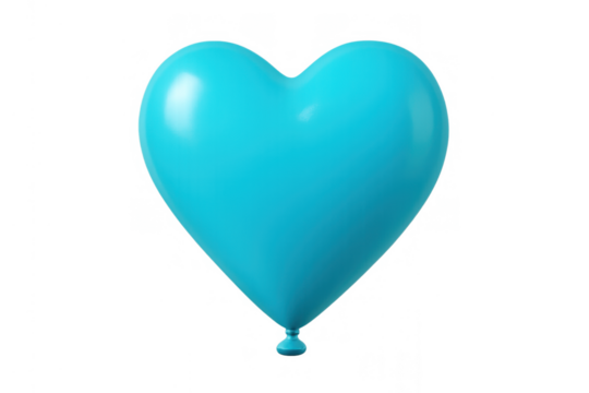 Blue heart balloon representing love, romance, celebration, and happiness on transparent background - Powered by Adobe
