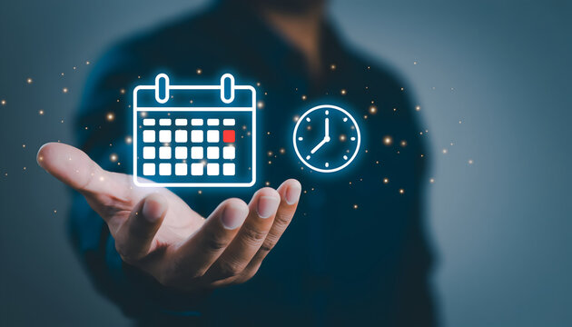Futuristic Calendar and Time Management Concept