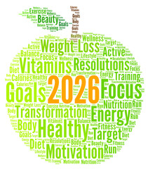 Healthy resolutions 2026 word cloud