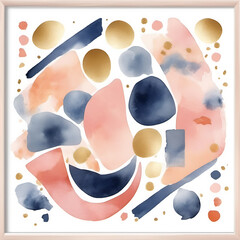 Abstract watercolor art print with gold foil accents in a modern style