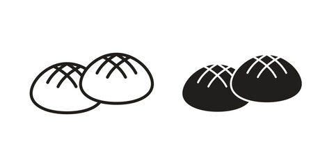 Steamed bread icons design, logo. Symbol illustration set