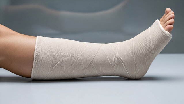 Foot and leg cast support recovery after an injury, comfort and protection for healing process