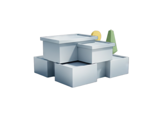 3D Metallic Hexagon Bolt Icon Isolated on Transparent Background with Smooth Reflections and Clean Studio Lighting Featuring Geometric Shapes and Subtle Shadows