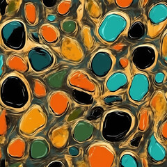 Abstract colorful pattern with organic shapes and a textured background