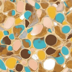 Abstract terrazzo pattern with colorful shapes and a seamless design