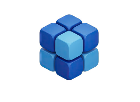 A 3D Rendered Abstract Sculpture Formed From Blue Cubes With A Transparent Background Ideal For Graphic Design - Powered by Adobe