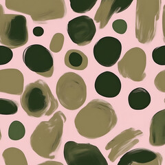 Abstract pattern of brush strokes in olive green and pink