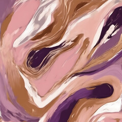 Abstract fluid art painting with shades of pink, purple, and brown