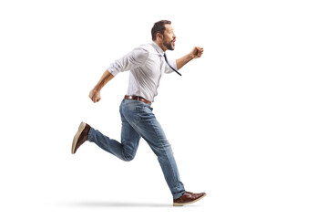 Full length shot of a scared employee running