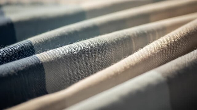 Close-up of folded fabric with soft lighting highlighting its texture and smooth surface in neutral tones
