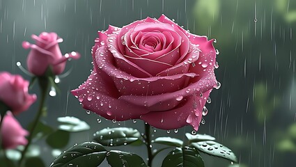 pink rose with water drops