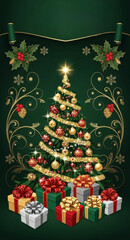 christmas tree with gift boxes