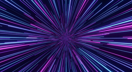Obraz premium Abstract Hyper-speed Light Trails Tunnel Background Futuristic Neon Warp or Time Travel Corridor Loop