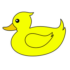 Simple flat illustration of a duck standing on the ground, suitable for farm animals, wildlife, nature, and children&rsquo;s educational themes