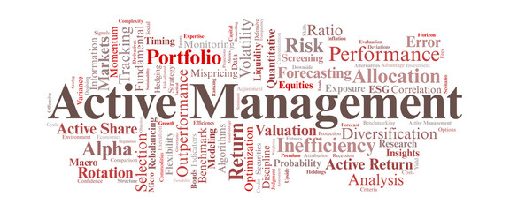 Active Management Word Cloud. Core Concepts In Portfolio Strategy And Performance Analysis