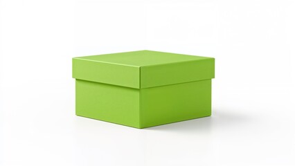 Fototapeta premium Green cardboard box with a lid. Packaging, storage, and container concept. Packaging design and presentation. The concept of storage and packaging.