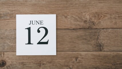 A calendar showing June 12 on a wooden surface.