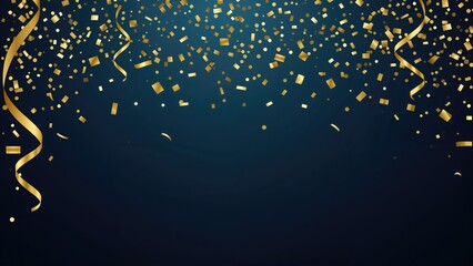 Celebration and celebration party with golden confetti and streamers, event and festivity concept. Festive atmosphere and joyful occasion. The theme of celebration and festivity.