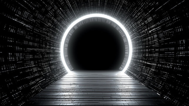 Abstract portal with bright light and geometric pattern background. - Powered by Adobe