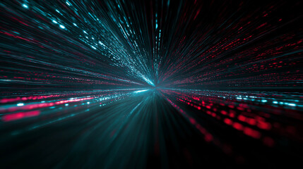 Dazzling Speed: Futuristic Abstract Motion with Red and Blue Lights