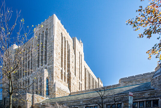 Sterling Memorial Library features Gothic Revival architecture