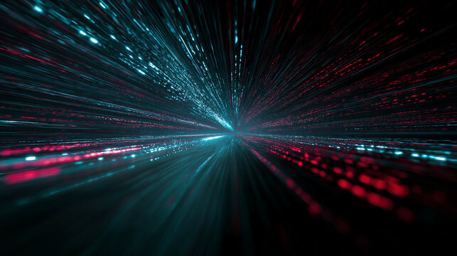 Dazzling Speed: Futuristic Abstract Motion with Red and Blue Lights
