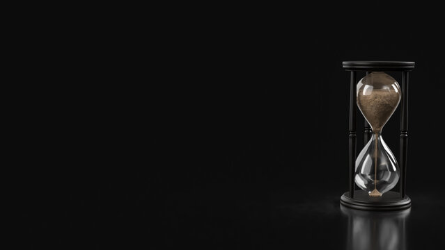 Elegant Hourglass Time Passing Minimal Concept 3d rendering.