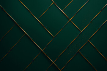 Abstract geometric pattern with intersecting gold lines on a dark green background
