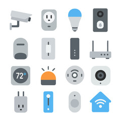 Smart Home Technology Icons: An array of vibrant icons showcases the cutting-edge devices and features that define a modern smart home, reflecting convenience, security, and connectivity.