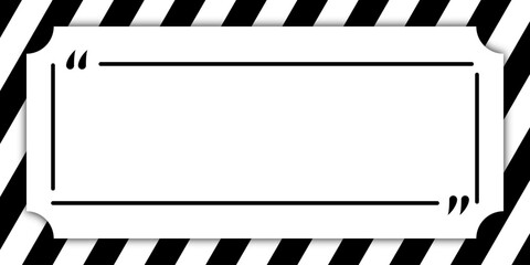 Minimalist black and white quote frame with bold diagonal stripes and elegant corner details, perfect for inspirational messages, social media, and modern graphic design.