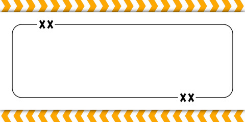 Minimalist frame with curved black border and bold yellow chevron accents, clean center space for text, modern geometric layout with strong contrast, ideal for announcements or templates.