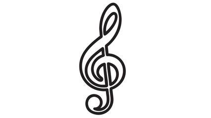 Fototapeta premium A classic treble clef symbol, representing music notation and melody, rendered in a clean, minimalist black outline on a white background