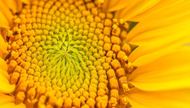 Sunflowers radial core a verdant spiral