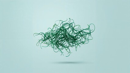 A tangled mess of green wires or strings.