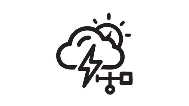 Iconic representation of cloud computing infrastructure, symbolizing data power, energy transfer, and networked services for modern technology solutions