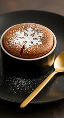 Chocolate Souffl&Atilde;&copy; with Powdered Sugar Snowflake