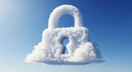 A Cloud shaped like a Padlock in the Sky, Symbolizing Cloud Security, Data Protection, and Secure Cloud Computing
