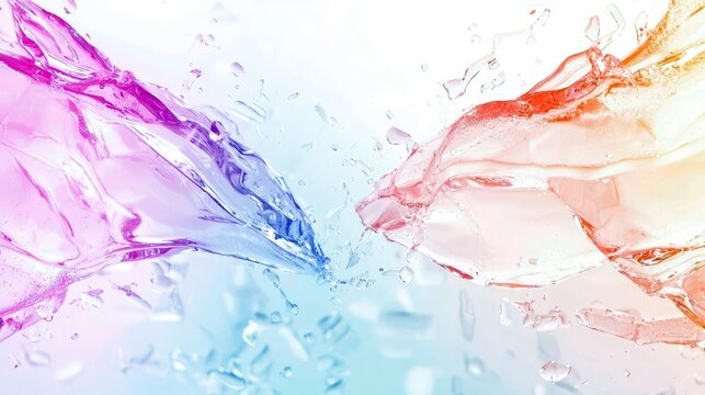 Abstract image of water splashes in vibrant colors against a gradient background.