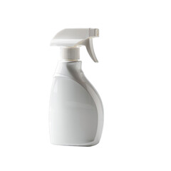 White Trigger Spray Bottle With Handle and White Cap Isolated On A Transparent Background Clean Product Photography