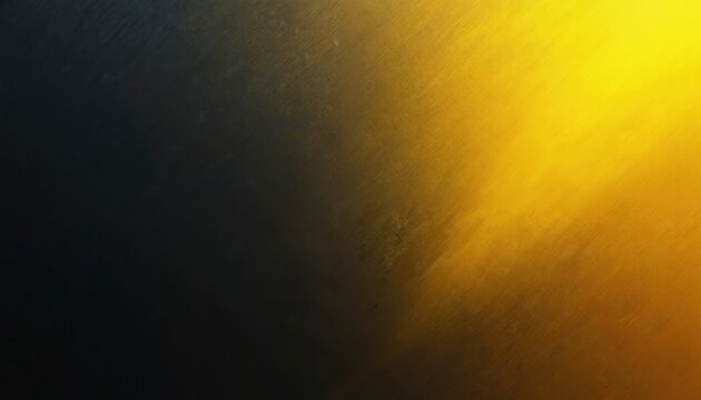 Textured dark background with bright yellow gradient light rays diagonally crossing textured surface. Subtle grain and scratch details on dark grey and golden abstract backdrop. - Powered by Adobe