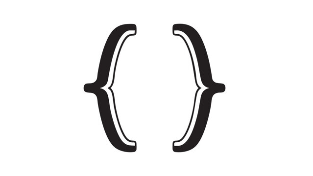 Stylized Braces Symbol A Minimalist Graphic Representation of Brackets in Black and White