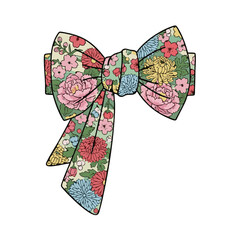 Floral bow tie with colorful flowers on a white background  